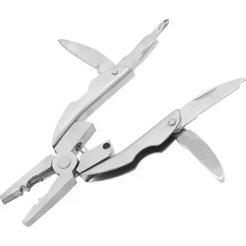 Sada nářadí Skládací multifunkční mini nářadí s kleštěmi, nožíkem, pilníkem a šroubováky z nerezové oceli s kuličkovým řetízkem na klíče