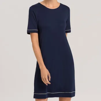 Hanro - Natural Comfort noční košilka s krátkým rukávem deep navy XS 77963
