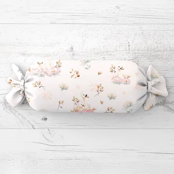 Dekorativní polštářek Polštář válec bonbon Sandra SA-610 Labutě mezi lekníny na bílém 15x80 cm