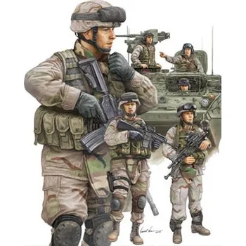 Plastikový model Modern U.S.Army Armor Crewman & Infantry - Trumpeter 00424