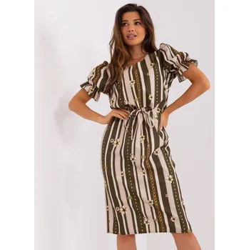 Dámské oblečení Khaki midi šaty s potiskem LK-