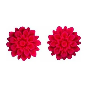 Módní doplněk Flowerski náušnice - pink neon
