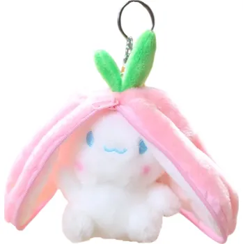 plyšák Přívěsek na klíče plyšová rozepínací mrkev s králíčkem uvnitř 12 cm Malá hračka Dekorace Plyšový králíček Originální dárek Roztomilý doplněk růžová