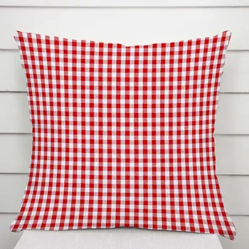 Povlak na dekorativní polštářek Bavlněný povlak na polštář Olivia OL-008 Červeno-bílá kostka malá 40 x 60 cm