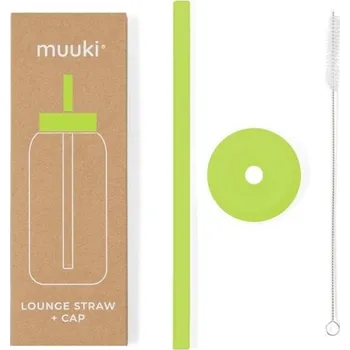 Svačinový box Silikonové brčko s čistícím kartáčkem/s víčkem Electric Lime – Muuki ID_1739024