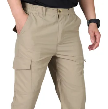 Pánská móda Pánské ležérní lehké vojenské dlouhé kalhoty Nepromokavé rychleschnoucí taktické prodyšné kalhoty Outdoorové turistické pracovní kalhoty khaki L