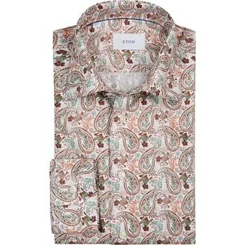 Pánská košile Velké Velikosti - Eton - Košile ze směsi bavlny a lyocellu s kašmírovým vzorem - 45 - Hnědá