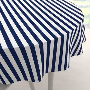 ubrus Bavlněný kulatý ubrus Sandra SA-619 Modro-bílé námořnické pruhy Ø 40 cm