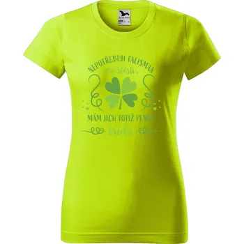 Dámské oblečení DOBRÝ TRIKO Dámské tričko s potiskem Talisman pro štěstí Barva: Limetková, Velikost: S