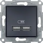 Schneider Electric Asfora 2x USB nabíjecí konektor, typ A+A, antracit - EPH2700271