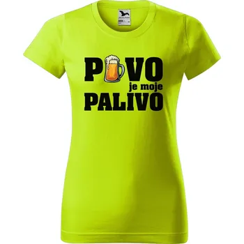 Dámské oblečení DOBRÝ TRIKO Dámské tričko s potiskem Pivo je moje palivo Barva: Limetková, Velikost: M