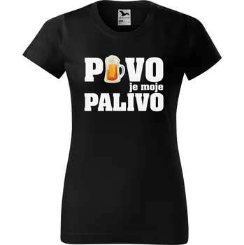 Dámské tričko DOBRÝ TRIKO Dámské tričko s potiskem Pivo je moje palivo Barva: Černá, Velikost: 3XL