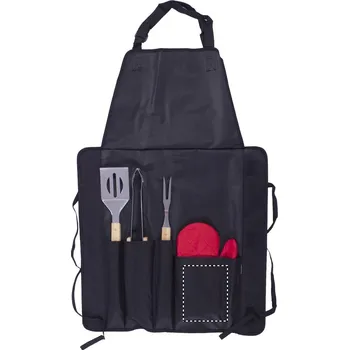 Příslušenství pro gril BBQ zástěra, rukavice, nářadí 15 LOWER RIGHT POCKET, 150x120mm Sítotiskový transfer, 2 barvy