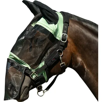 Koňská maska proti hmyzu Maska proti hmyzu HKM Premium - s ochranou nozder, zelená, Pony