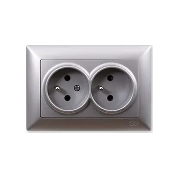 Elektrická zásuvka Visage Ambience dvouzásuvka 2x2P, stříbrná