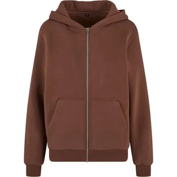 Dámská mikina Build Your Brand Hebká dámská mikina na zip Fluffy - Čokoládová | 5XL