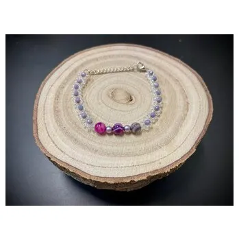 Náramek Náramek z korálků - Květinový fialový