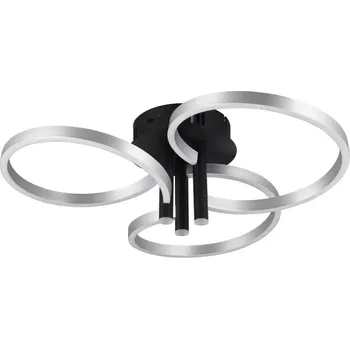 Trio Leuchten 648110605 CARUSO - Stropní lustr stmívatelný klasickým vypínačem, broušený hliník LED 43W, 4980lm, 2300+3000+4000K, Ø 65,5cm (Moderní stropní lustr v černo stříbrné barvě se změnou barvy světla)