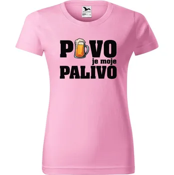 DOBRÝ TRIKO Dámské tričko s potiskem Pivo je moje palivo Barva: Růžová, Velikost: XL