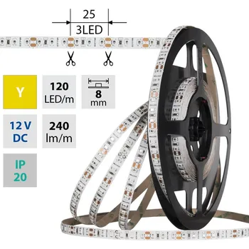 LED páska MCLED Pásek LED SMD2835 Y, 120LED/m, 9,6W/m, DC 12V, 240lm/m, IP20, 8mm, 5m ML-121.835.60.0