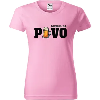 DOBRÝ TRIKO Dámské tričko s potiskem Jezdím na pivo Barva: Růžová, Velikost: 3XL