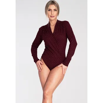 Body Vínové dámské body s kamínky M1080 Deep Red Velikost: S/M