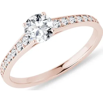 Prsten Zásnubní prsten z růžového 14k zlata s 0,5ct briliantem KLENOTA