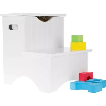 Jídelní židlička Dětské schůdky HURLEY s úložným prostorem, bílé - SLEVA 3% s kodem radost25