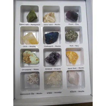 Přírodní kámen Box minerálů - surové přírodní kameny