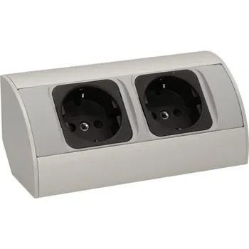 Elektrická zásuvka ORNO nábytková rohová zásuvka 2x230V, stříbrná, OR-AE-1303/G(GS)
