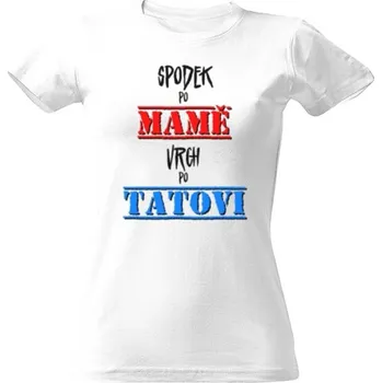 Dámské tričko Tričko s potiskem Spodek po MAMĚ vrch po TATOVI - černá dámské