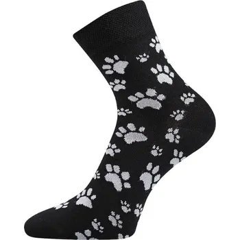 Dámské ponožky Dámské ponožky černé tlapky Fuski Boma Xantipa 50 (Dámské bavlněné ponožky s klasickou výškou)