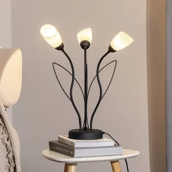 Lampička Jupiter Stolní lampa Gloriosa, černá, sklo, 3 žárovky - Stínidlo na lampu - Ø 6 cm, výška 11 cm; připojovací kabel 100 cm černá, bílá 3 x 10 W LED - Doprava zdarma