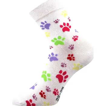 Dámské ponožky Dámské ponožky bílé tlapky Fuski Boma Xantipa 50 (Dámské bavlněné ponožky s klasickou výškou)