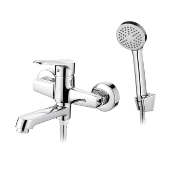 Vodovodní baterie Kuchinox Atez, nástěnná vanová baterie s ruční sprchovou soupravou, chromová, LAV-BTK_011D