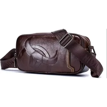 Bullcaptain pánská kožená messenger taška Zozime Hnědá 4L