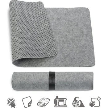 Podložka pod myš Podložka pod myš a klávesnici MOSH plstěná, šedá, M,L Medium (70 x 35 cm)