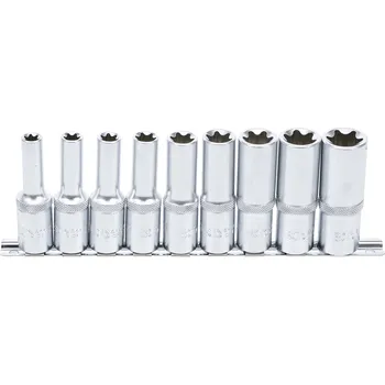 BGS 2026, Sada nástrčných hlavic E-profil, prodloužené | 12,5 mm (1/2") | E10 - E24 | 9dílná