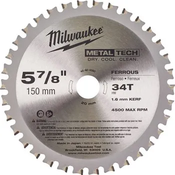 Pilový kotouč MILWAUKEE Pilový kotouč 150x20 z34 x1,6mm ocel