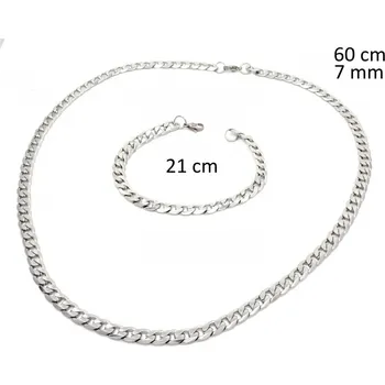 Souprava šperků Ocelový náhrdelník + náramek 23996601