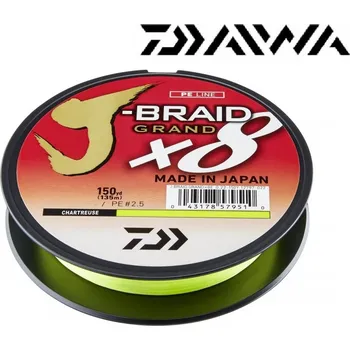 DAIWA - Šňůra J-Braid GRAND X8 Chartreuse - 0,06mm / 5kg / 135m