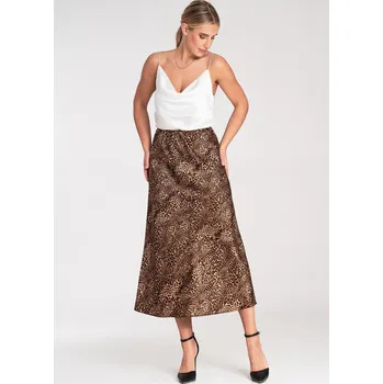 Dámská sukně Hnědá dámská midi sukně se zvířecím vzorem M1087 Pattern 187 Velikost: S/M