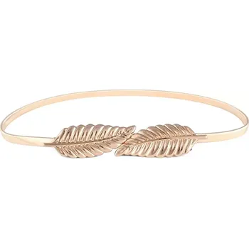 Opasek Pružinový dámský pásek s lístkem Zlatý