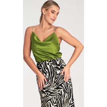 Zelený dámský top s lesklými ramínky M1099 Green Velikost: S/M