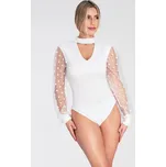 Bílé dámské body s puntíkovanými rukávy M1081 White Velikost: S/M