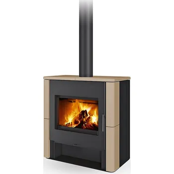 Krbová kamna ROMOTOP TELDE keramika hladká jogurtová 61660 - krbová kamna s teplovodním výměníkem