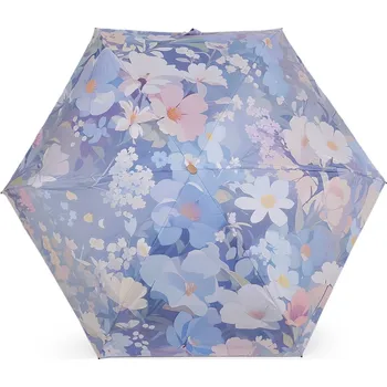 Deštník Dámský mini skládací deštník květy Varianta: 1 modrá světlá, Balení: 1 ks