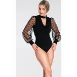 Černé dámské body s puntíkovanými rukávy M1081 Black Velikost: S/M