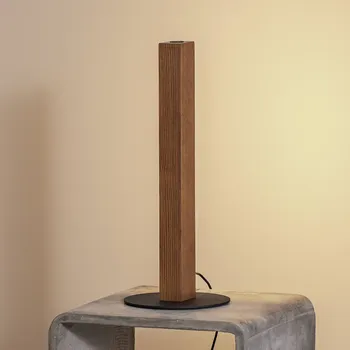 Lampička TK Lighting LED stolní lampa Teo, borovice, 42 cm, dotykový stmívač ořech, černý LED 6 W celkem - Doprava zdarma