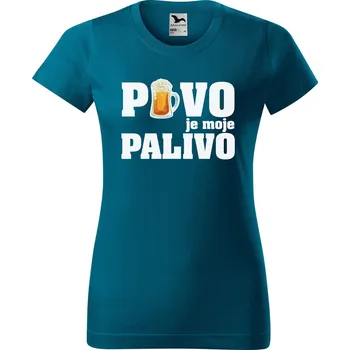 Dámské tričko DOBRÝ TRIKO Dámské tričko s potiskem Pivo je moje palivo Barva: Petrolejová, Velikost: XL